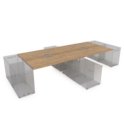 Gloss СБЧТ.989 (Teakwood/белый) Стол системы БЕНЧ на 4 рабочих места, крепление к тумбам