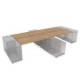 Gloss СБЧТ.989 (Teakwood/белый) Стол системы БЕНЧ на 4 рабочих места, крепление к тумбам