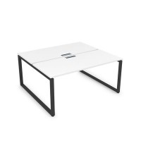 Gloss СБД-О.988 (Белый премиум/черный) Стол системы БЕНЧ, на 2 рабочих места