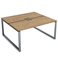 Gloss СБД-О.988 (Teakwood/алюминий матовый) Стол системы БЕНЧ, на 2 рабочих места