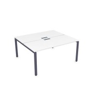 Gloss СБД-П.988 (Белый премиум/графит) Стол системы БЕНЧ, сдвоенный, на 2 рабочих места