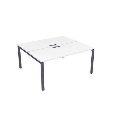 Gloss СБД-П.989 (Белый премиум/графит) Стол системы БЕНЧ, сдвоенный, на 2 рабочих места