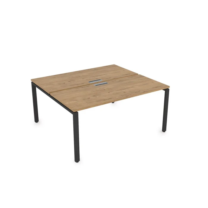 Стол на 2 рабочих места СБД-П.975 в отделке Teakwood/Черный, 1800х1435х750 мм