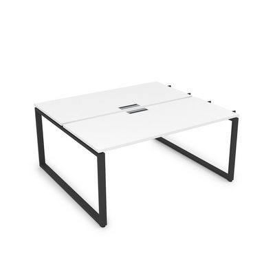 Gloss СБДН-О.989 (Белый премиум/черный) Стол системы БЕНЧ, на 2 рабочих места, начальный