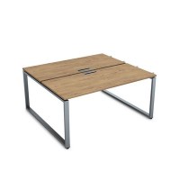 Gloss СБДН-О.988 (Teakwood/алюминий матовый) Стол системы БЕНЧ, на 2 рабочих места, начальный