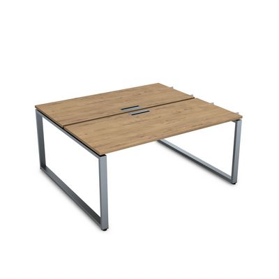 Gloss СБДН-О.988 (Teakwood/алюминий матовый) Стол системы БЕНЧ, на 2 рабочих места, начальный