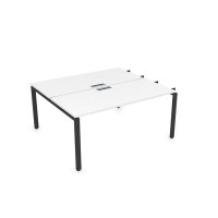 Gloss СБДН-П.984 (Белый премиум/черный) Стол системы БЕНЧ сдвоенный на 2 рабочих места, начальный
