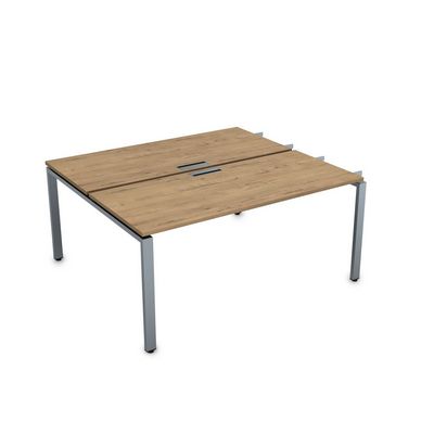 Gloss СБДН-П.985 (Teakwood/алюминий матовый) Стол системы БЕНЧ сдвоенный на 2 рабочих места, начальный