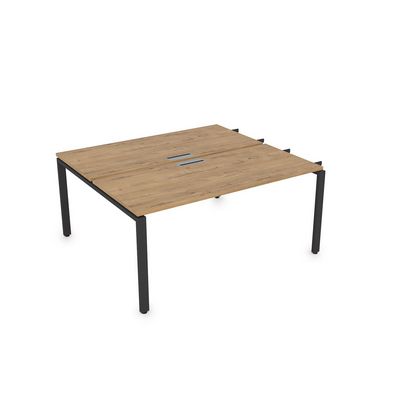 Gloss СБДН-П.984 (Teakwood/черный) Стол системы БЕНЧ сдвоенный на 2 рабочих места, начальный