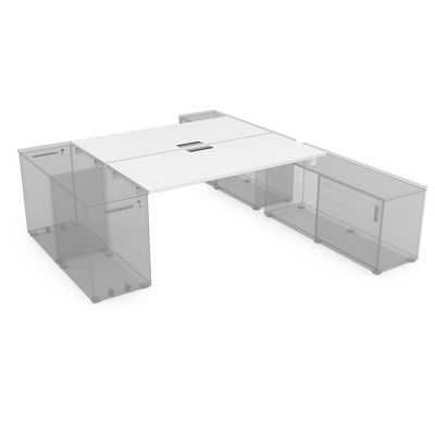 Gloss СБДТ.989 (Белый премиум/белый) Стол системы БЕНЧ на 2 рабочих места, крепление к тумбам