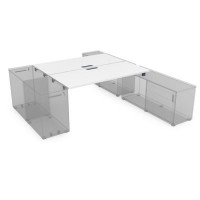 Gloss СБДТ.984 (Белый премиум/графит) Стол системы БЕНЧ на 2 рабочих места, крепление к тумбам