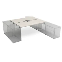 Gloss СБДТ.974 (Ivory/алюминий матовый) Стол системы БЕНЧ на 2 рабочих места, крепление к тумбам