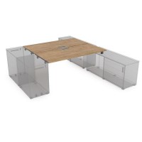 Gloss СБДТ.984 (Teakwood/графит) Стол системы БЕНЧ на 2 рабочих места, крепление к тумбам