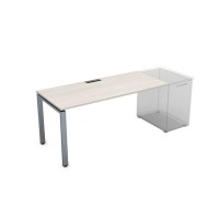 Gloss СДТ-П.974 (Ivory/алюминий матовый) Стол рабочий прямолинейный, приставной