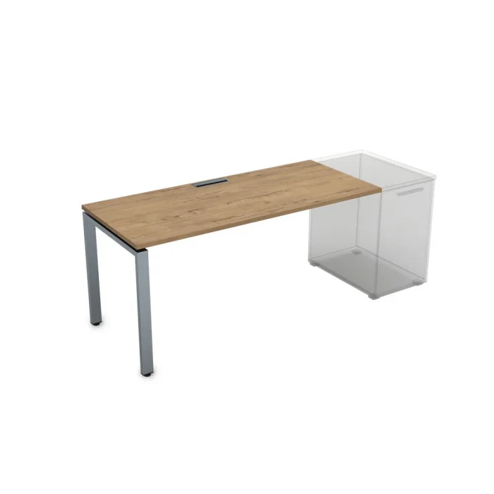 Стол в офис СДТ-П.974 в отделке Teakwood/Алюминий матовый, 1600х700х750 мм