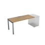 Стол в офис СДТ-П.974 в отделке Teakwood/Алюминий матовый, 1600х700х750 мм