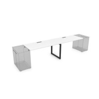 Gloss СДТЛ-О.974 (Белый премиум/черный) Стол системы БЕНЧ,линейный на 2 рабочих места, приставной