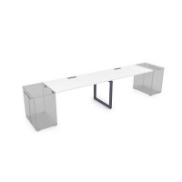 Gloss СДТЛ-О.974 (Белый премиум/графит) Стол системы БЕНЧ,линейный на 2 рабочих места, приставной