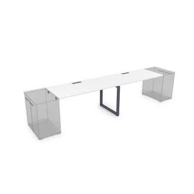 Gloss СДТЛ-О.974 (Белый премиум/графит) Стол системы БЕНЧ,линейный на 2 рабочих места, приставной