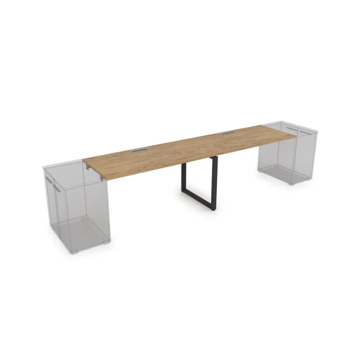Бенч-стол СДТЛ-О.995 в отделке Teakwood/Черный, 3600х900х750 мм