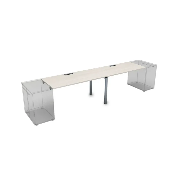 Стол рабочий СДТЛ-П.994 в отделке Ivory/Алюминий матовый, 3200х900х750 мм