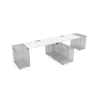 Gloss СЛДТ.974 (Белый премиум/черный) Стол системы БЕНЧ линейный на 2 места, крепление к тумбам