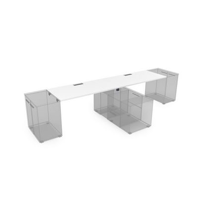 Gloss СЛДТ.974 (Белый премиум/графит) Стол системы БЕНЧ линейный на 2 места, крепление к тумбам