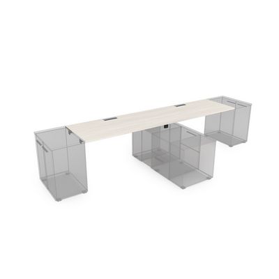 Gloss СЛДТ.979 (Ivory/черный) Стол системы БЕНЧ линейный на 2 места, крепление к тумбам