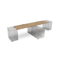 Gloss СЛДТ.974 (Teakwood/алюминий матовый) Стол системы БЕНЧ линейный на 2 места, крепление к тумбам