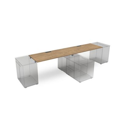 Gloss СЛДТ.984 (Teakwood/алюминий матовый) Стол системы БЕНЧ линейный на 2 места, крепление к тумбам