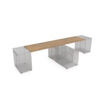 Gloss СЛДТ.974 (Teakwood/белый) Стол системы БЕНЧ линейный на 2 места, крепление к тумбам