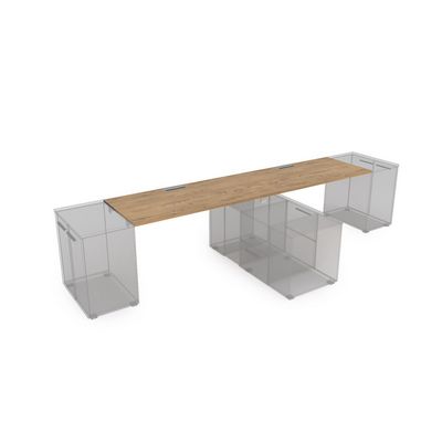 Gloss СЛДТ.974 (Teakwood/белый) Стол системы БЕНЧ линейный на 2 места, крепление к тумбам