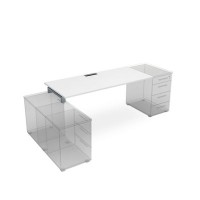 Gloss СЛТ.974 (Белый премиум/алюминий матовый) Стол рабочий прямолинейный, крепление к тумбам