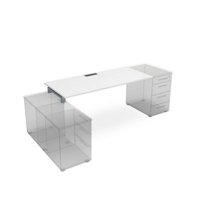 Gloss СЛТ.974 (Белый премиум/алюминий матовый) Стол рабочий прямолинейный, крепление к тумбам