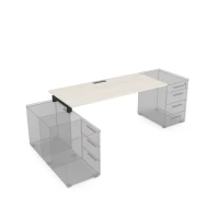 Gloss СЛТ.989 (Ivory/черный) Стол рабочий прямолинейный, крепление к тумбам