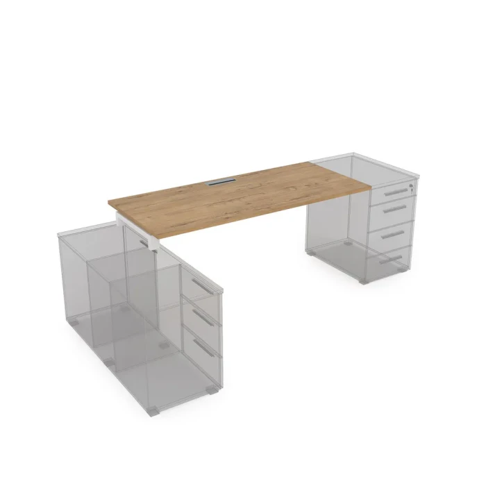 Тумба опорная СЛТ.979 в отделке Teakwood/Белый, 1400х700х750 мм
