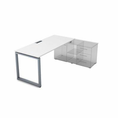 Gloss СП-О.974 (Белый премиум/алюминий матовый) Стол рабочий прямолинейный, для крепления на тумбу