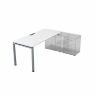 Gloss СП-П.974 (Белый премиум/алюминий матовый) Стол рабочий прямолинейный, для крепления на тумбу