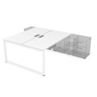Gloss СПБ-О.974 (Белый премиум/белый) Стол системы БЕНЧ, на 2 рабочих места, для крепления на тумбу
