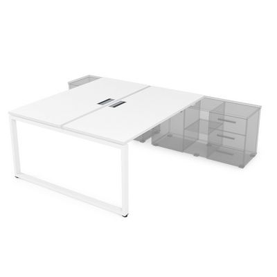 Gloss СПБ-О.974 (Белый премиум/белый) Стол системы БЕНЧ, на 2 рабочих места, для крепления на тумбу