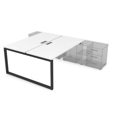 Gloss СПБ-О.985 (Белый премиум/черный) Стол системы БЕНЧ, на 2 рабочих места, для крепления на тумбу