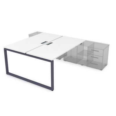 Gloss СПБ-О.975 (Белый премиум/графит) Стол системы БЕНЧ, на 2 рабочих места, для крепления на тумбу