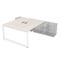 Gloss СПБ-О.974 (Ivory/белый) Стол системы БЕНЧ, на 2 рабочих места, для крепления на тумбу