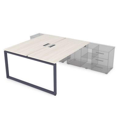 Gloss СПБ-О.975 (Ivory/графит) Стол системы БЕНЧ, на 2 рабочих места, для крепления на тумбу