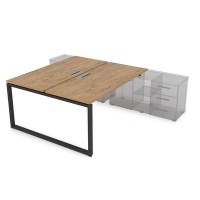 Gloss СПБ-О.974 (Teakwood/черный) Стол системы БЕНЧ, на 2 рабочих места, для крепления на тумбу