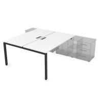Gloss СПБ-П.974 (Белый премиум/черный) Стол системы БЕНЧ, на 2 рабочих места, для крепления на тумбу