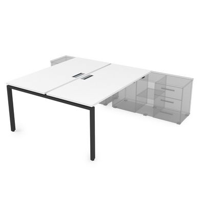 Gloss СПБ-П.975 (Белый премиум/черный) Стол системы БЕНЧ, на 2 рабочих места, для крепления на тумбу