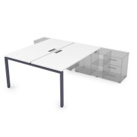 Gloss СПБ-П.974 (Белый премиум/графит) Стол системы БЕНЧ, на 2 рабочих места, для крепления на тумбу