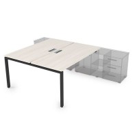 Gloss СПБ-П.974 (Ivory/черный) Стол системы БЕНЧ, на 2 рабочих места, для крепления на тумбу