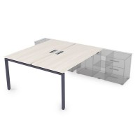 Gloss СПБ-П.974 (Ivory/графит) Стол системы БЕНЧ, на 2 рабочих места, для крепления на тумбу